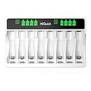 HiQuick LCD 8-slot Battery Charger for AA & AAA Rechargeable Batteries, Type C and Micro USB Input, 5V 2A Fast Charging Function, Intelligent Battery Detection Technology, AA AAA Battery Charger