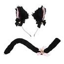 2Pcs cat ears headband fox cat ears cosplay outfit hair ties for women cosplay fur hair band cat lady costume faux fluffy headband fursuit Hand made Miss kitten polyester