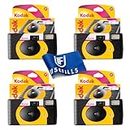 Disposable Camera Film Camera 4 Pack Bundle Includes Kodak Camera Film Powerflash One Time Single Use Camera Max ISO 800 35mm Film Camera 27 Exposures with Branded Microfiber Cloth by USEFILL5
