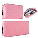 2-PACK Accessories Bag for Women Ladies Travel Organizer, Big+Small Portable Storage Bag Pouch Electronics Accessories Carrying Case Cosmetic Bag for Hard Drive, Mouse, Cable, Adapter, Cellphone, Pink