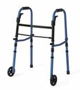 Medline Compact Folding Paddle Walker with Wheels, Blue, 5 inch