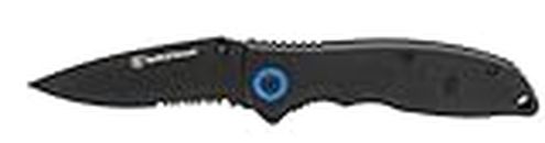 Smith & Wesson 7.65in High Carbon S.S. Keychain Folding Knife with 3.25in Serrated Clip Point Blade and Polymer Handle for Outdoor Survival, Camping and EDC