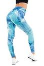 M17 Womens Ladies Leggings Tie Dye Honeycomb Waffle Seamless Anti Cellulite High Waisted Booty Stretchy Gym Yoga Pants (M, Blue)