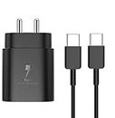 LGOC Original 25 Watt C-Type Super Fast Charger Adapter with Cable Set Charger Compatible with Samsung Galaxy Note10 Lite Note10 5G Note10 Note10+ 5G Note10+ S10 5G (Adapter Cable - Black)