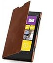 StilGut UltraSlim Genuine Leather Case for Nokia Lumia 1020 in Book Type Style, Cognac Brown