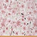 Cherry Blossom Upholstery Fabric, Japanese Flower Fabric by The Yard, Pink Floral Branch Decorative Fabric, Romantic Plant Petals Waterproof Outdoor Fabric, Upholstery and Home Accents, 2 Yards