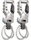 GABOX 2Pcs Key Chains EDC Key Rings Bottle Opener Keychain Car Keys Tactical Carabiner Keychain with Clip Llaveros de Hombre for Men and Women - Heavy Duty, Silver Color