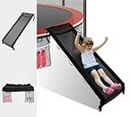 Eurmax USA Universal Easy-to-Assemble Trampoline Slide Ladder, Heavy Duty Steel Trampoline Accessory Slide for Kids Climb Up&Slide Down/Black with Shoes Pocket