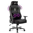 FANTASYLAB Big and Tall Gaming Office Chair for Adults with Memory Foam Massage Lumbar Support Reclining High Back Leather Computer Chair with 3D Arms and Metal Base for Heavy People 400lb (Black)