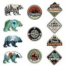 11 Pcs Camping Iron on Patches for Clothing Outdoor Climbing Mountain Wild Bear Sew on Applique Repair Embroidered Patch DIY Craft Accessories Gifts for Clothing Jacket Pants Dress Backpack Hat