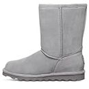 BEARPAW Women's Elle Short Gray Fog Size 9 | Women's Boot Classic Suede | Women's Slip On Boot | Comfortable Winter Boot