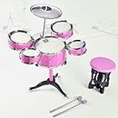 Children's Jazz Drum Set Percussion Children's Musical Instrument Set Education Stimulates Children's Creativity Suitable for 3-4 Year Old Boys and Girls (Pink)