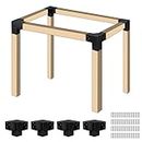 Neorexon Pergola Kit Elevated Wood Stand Kit Woodwork for 4 "x 4" (Actual 3.6 X 3.6 inch), Solid Steel Wooden Gazebo Kit for Outdoor 3 Way Right Angle Corner Bracket with Screws