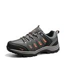 NORTIV 8 Men's Waterproof Hiking Shoes Leather Low-Top Hiking Shoes for Outdoor Trailing Trekking Camping Walking,Size 11,Black/Dark/Grey/Orange,Quest-1