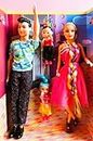 CR18 COLLECTION Family Doll Set Includes Mom. Dad, Daughter & Son Dolls Beautiful Couple Doll with 2 Mini Doll Set for Kids, Foldable Arms & Legs Adventures Fashion Doll Set for Kids & Birthday Gifts(