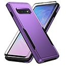 Asuwish Phone Case for Samsung Galaxy S10 with Tempered Glass Screen Protector Cover and Slim Thin Hybrid Full Body Protective Cell Accessories Glaxay S 10 Edge Gaxaly 10S GS10 X10 Women Men Purple