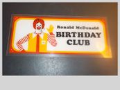 VINTAGE MCDONALDS RONALD  MCDONALD BIRTHDAY CLUB PLASTIC 7'' SIGN