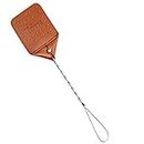 Trieez 17.5" Sturdy Leather Fly Swatter - Heavy Duty Flyswatter with Durable Metal Handle, Rustic Bug Swatter for Flies, Bees, and Mosquitoes - Brown