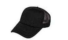 Myaka Plain Snapback Baseball Cap with net for Hunting, Fishing, Outdoor Activities (Black, Free Size) (Pack of 1)