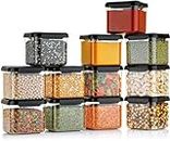 Xiran Unbreakable Containers For Kitchen Storage Set, Kitchen Containers Set, Kitchen Organizer Storage Set, Kitchen Accessories Items, Pantry Organization and Kitchen Storage (500Ml Black Set of 12)