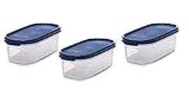 Signoraware 500ml Modular Storage Container with Lid | Food Grade Bpa-Free Plastic Jar Boxes | Freezer Microwave Safe Leak-Proof | Unbreakable Kitchen Organizers (Oval | Set 3 Mod Blue)