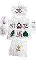 NewEra Newborn Baby Organic Cotton Chatthi Name Ceremony Pooja Dress Set - White with Hand Painted (Set of 5 Things)(Prints Vary)