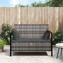 Outdoor Patio Loveseat Rattan Bench with Cushions Garden Seating Storage Grey