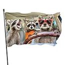 Bandera de jardín con mapaches divertidos, decoración al aire libre, banderas para patio, césped, 3 x 5 pies