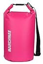 MARCHWAY Floating Waterproof Dry Bag Backpack 5L/10L/20L/30L/40L, Roll Top Sack Keeps Gear Dry for Kayaking, Rafting, Boating, Swimming, Camping, Hiking, Beach, Fishing (Pink, 5L)