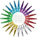 Foraineam 24-Pack Metal Kazoos with 24 Pcs Kazoo Flute Diaphragms 6 Colors Musical Instruments, A Good Companion for Ukulele, Violin, Guitar, Piano Keyboard