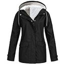 Winter Coats for Women Waterproof Hiking Mountain Ski Snow Jacket Warm Comfy Fleece Lined Full-Zip Raincoats,Black,Large