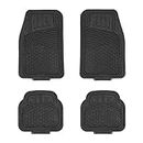 Amazon Basics Heavy Duty PVC Faux Rubber Car Floor Mats Universal Deluxe，All Weather Trim To Fit for 95% Automotive SUV Sedans Trucks，4-Piece Solid Black