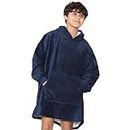 A2Z 4 Kids Girls Boys Oversized Hoodie Snuggle with Plush Warmth Sherpa Fleece Lining - Snuggle 958 Navy Kids 7-10