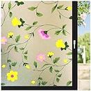 MOCOCO Premium Privacy Window Film Vinyl Frosted Self Adhesive Glass Film Decorative Window Stickers for Home Office Bathroom Kitchen Living Room - Spanish Floral Design