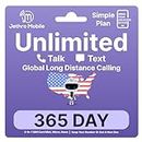 Jethro Mobile SIM Card, 1 Year Simple Plan, Unlimited Talk & Text (No Data), International Calling, Easy Activation, Ideal for Seniors, Bring Your Own Phone, 3-in-1 SIM Kit*