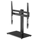 Suptek Universal Swivel Table Top TV Stand for 26-55 inch LED OLED Flat Curved Screens, Height Adjustable TV Mount Stand with Glass Base Hold up to 99lbs, Max VESA 400x400mm,TS202