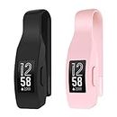 EEweca 2-Pack Clip for Fitbit Inspire or Inspire HR Holder Accessory, Black+Soft Pink