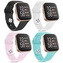 [4 Pack] Silicone Bands for Fitbit Versa 2 Bands, Fitbit Versa Band,Versa Lite/SE Band, Soft Adjustable Sport Replacement Wristbands Women/Men for Fitbit Versa 2 / Fitbit Versa/Versa Lite/Versa SE