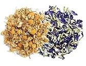 A D Food & Herbs Combo of Dried Butterfly Pea Flower/Chamomile Flower Petals Aromatic Edible for Homemade Lattes, Tea Blends, Bath Salts, Gifts, Crafts each pack (20 Gms)