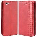 HualuBro iPhone 6s Plus Case, iPhone 6 Plus Case, Retro PU Leather Wallet Flip Folio Shockproof Phone Case Cover with Kickstand, Card Slots, Magnetic Closure for Apple iPhone 6 / 6S Plus (Red)