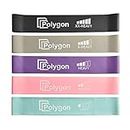 Polygon Resistance Loop Exercise Bands, Workout Flexbands for Physical Therapy, Rehab, Stretching, Home Fitness and More. Natural Latex Elastic Fitness Bands for Men & Women (Set of 5)
