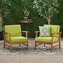 GADWAL FURNITURE Solid Sheesham Wood Wooden Single Seater Sofa Chair Set of 2 for Living Room,Bedroom,Outdoor (Honey Finish) 2-Person Sofa, Green