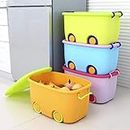 NowExp 25 Liters/Toy Storage Box Large Size/Toy Storage Organiser/Toy Basket Storage Box for Kids Big Size (Pack Of 1 / Multi-Color/Stakable/Wheels/Locking Lid & Handle), Plastic