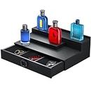 Janaden Cologne Organizer for Men, Acrylic Riser Display Stand Shelf, Perfume Organizer for Dresser, Cologne Stand with Hidden Compartment and Drawer, Cologne Holder Tray Shelf, Fragrance Organizer