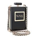 Women's Acrylic Paris Perfume Shaped Black Bag Purses Clutch Evening Bags Vintage Banquet Handbag