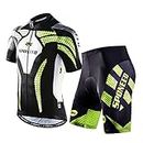 sponeed Cycling Outfit Men Biking Shorts Bikewear with Reflective Stripes and Pokcets US L Green