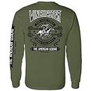 Winchester Official Legend of Winchester Printed Long Sleeve Cotton T-Shirt for Men, Women, Unisex, Military Green, Medium