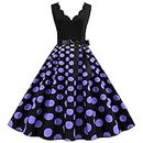 Vifucz Memorialday Purple Date Night Dresses for Women Polka Dots Bowknot Deep Vneck Sexy Cocktail Dresses for Women Evening Party Xx-Large