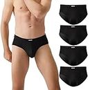 BAMBOO COOL Men's Underwear Briefs Coverd Waistband Comfort Soft Underwear with Contour Pouch Briefs Pack, Black, X-Large
