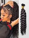 Human braiding Hair Water wave bundles Capelli veri per treccine. Boho/knottless braids. Curly braiding hair. Human hair for braiding. (100 gr/pack 14,18, 22 In). (18 inches, 1b)